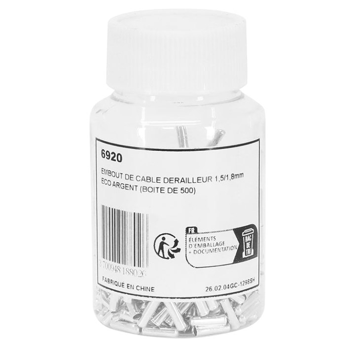 Embout De Câble Dérailleur 1,5-1,8 mm Eco Argent (Boite De 500)