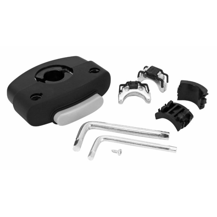 Fixation Adaptateur Porte Bebe-Siege Enfant Polisport Guppy Mini Avant Sur Tube De Direction (Diam 20 À 40 mm) Avec Kit Entretoises - Compatible Ecran Polisport Ref 30806