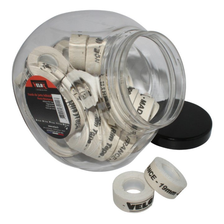 Fond De Jante Velox Tressé Adhesif En 19 mm Longueur 2M (Jarre De 30 Rouleaux)