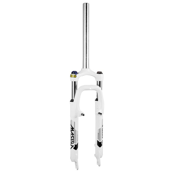 Fourche VTT 26 " Zoom 386Mlo A Ressort Blanc Réglable-Blocable Deb. 60 mm Pivot Lisse 285 mm 1''1-8-28,6 Extérieur Compatible V-Brake-Disque