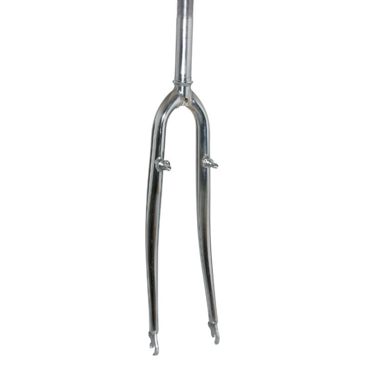 Fourche VTC 700X35 Rigide Cintree Acier Chrome Avec Tasseaux Pivot Filete (255-160 mm) 1"-22,2 Intérieur- Cone 26.4 mm