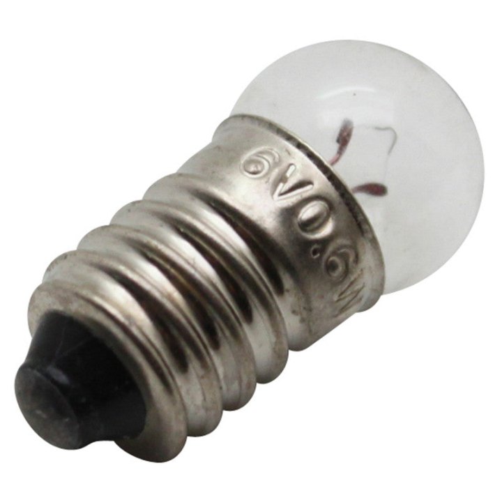 Ampoule-Lampe Vélo 6V 0,6W Standard E10 G14 P2R Blanc A Visser (Lampe Vélo Feu Arrière) (Boite De 10)