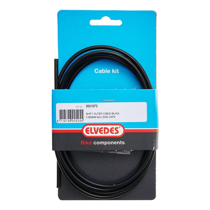 Gaine De Dérailleur Elvedes Noir 4,1 mm 2,00M (Vendu A L'Unite Sur Carte) -Inclus 2 Ferrules-