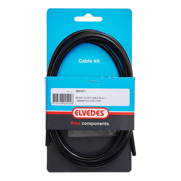 Gaine De Frein Elvedes Noir 4,9 mm L1,80M (Vendu A L Unite Sur Carte) -Inclus 2 Ferrules-