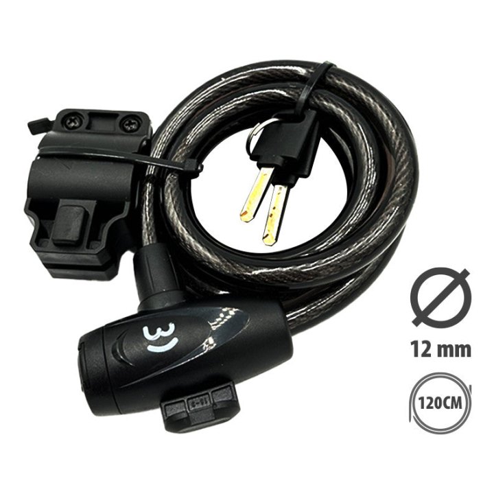 Antivol diam 12 long 1m20 clés + support
