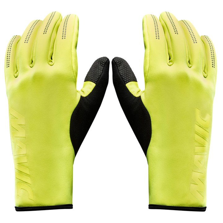 Gants Vélo Long Mavic Essential Thermo Noir-Jaune Reflechissant XL (Paire Sur Carte) Sans Velcro