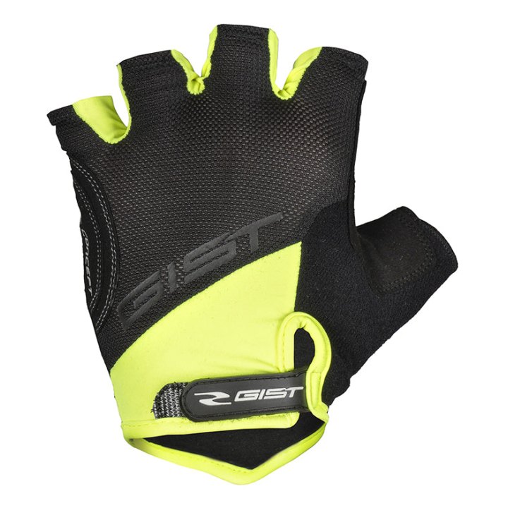 Gants Vélo Court Gist D-Grip Gel Été Jaune Fluo L (Paire Sur Carte) Avec Velcro