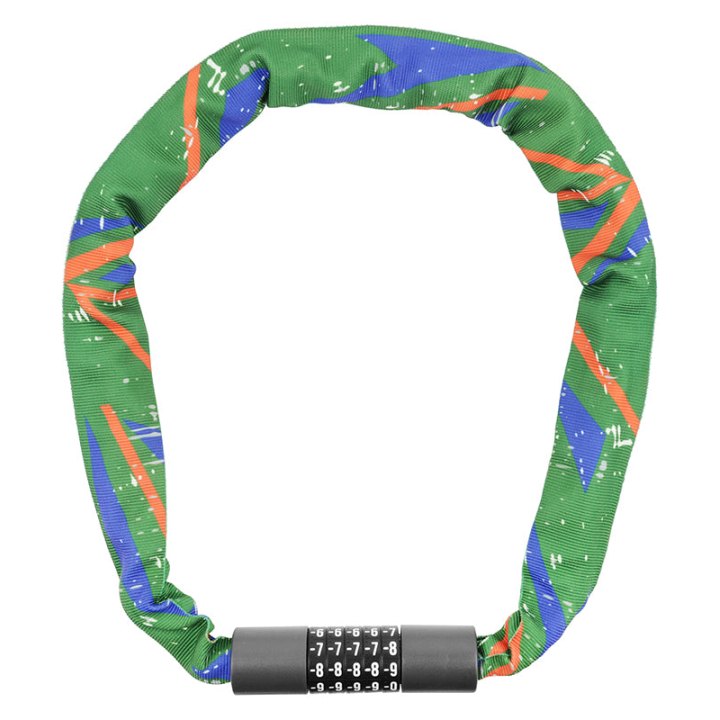 Antivol Vélo - Trottinette Chaîne A Code Acier Longueur 95 cm (Multicolore Vert Dominant) - Niveau Sécurité 8