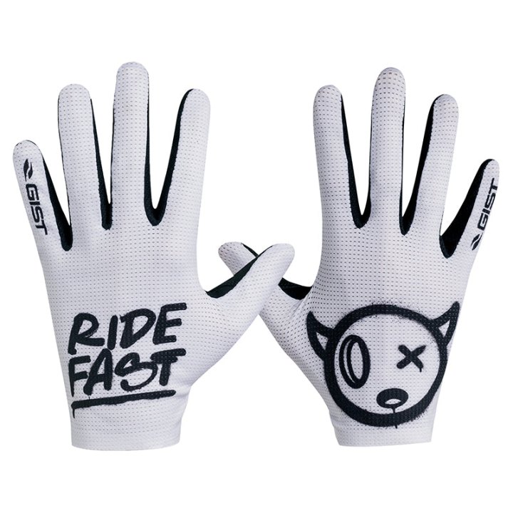 Gants Vélo VTT Long Gist Faster Ride Fast Blanc XXL (Paire Sur Carte) Sans Velcro Compatible Ecran Tactile