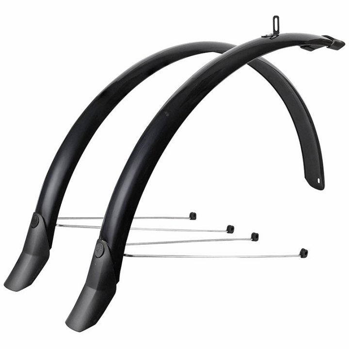 Garde Boue City-VTC Tringles 28'' Eurofender Lampo 58 mm Noir (Paire) Avec Fixation Classic Tringles Argent