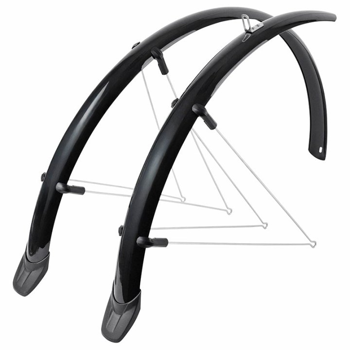 Garde Boue City-VTC Tringles 28'' Eurofender Rapido 46 mm Noir (Paire) Avec Fixation Rapido