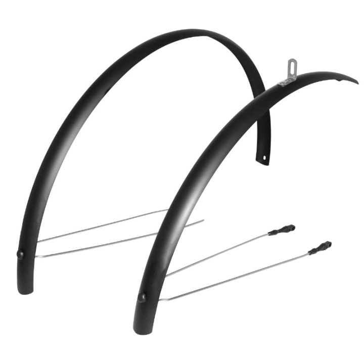 Garde Boue City-VTC Tringles 28'' Stronglight Tour 48 mm Noir Mat (Paire) Avec Fixation Classic Tringles INOX
