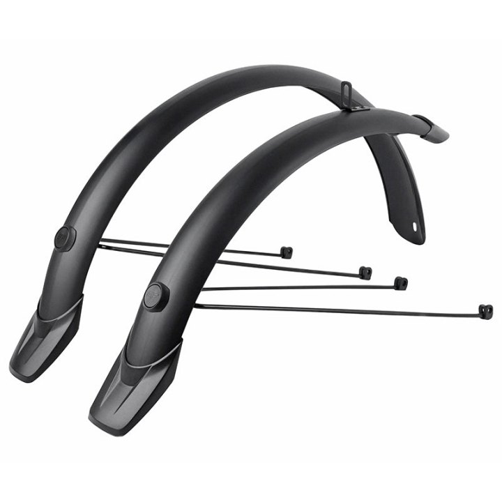 Garde Boue Tringles 20'' Eurofender Tempo Arrondi 58 mm Noir Mat (Paire) Avec Fixation Doubles Tringles Amovibles Noires