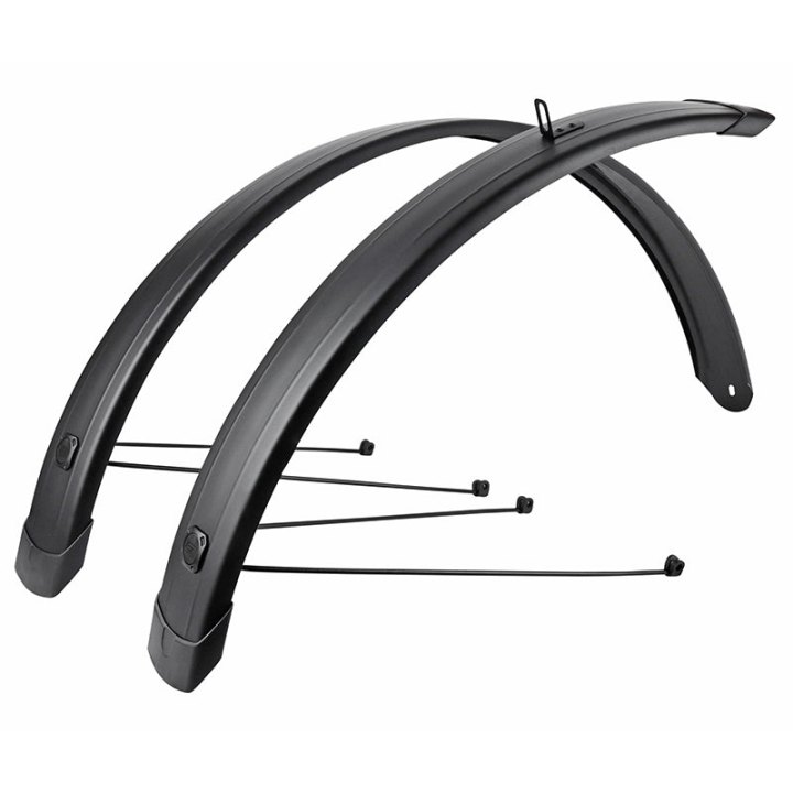 Garde Boue City-VTC Tringles 28'' Eurofender Tempo Square 72 mm Noir Mat (Paire) Avec Fixation Doubles Tringles Amovibles Noires