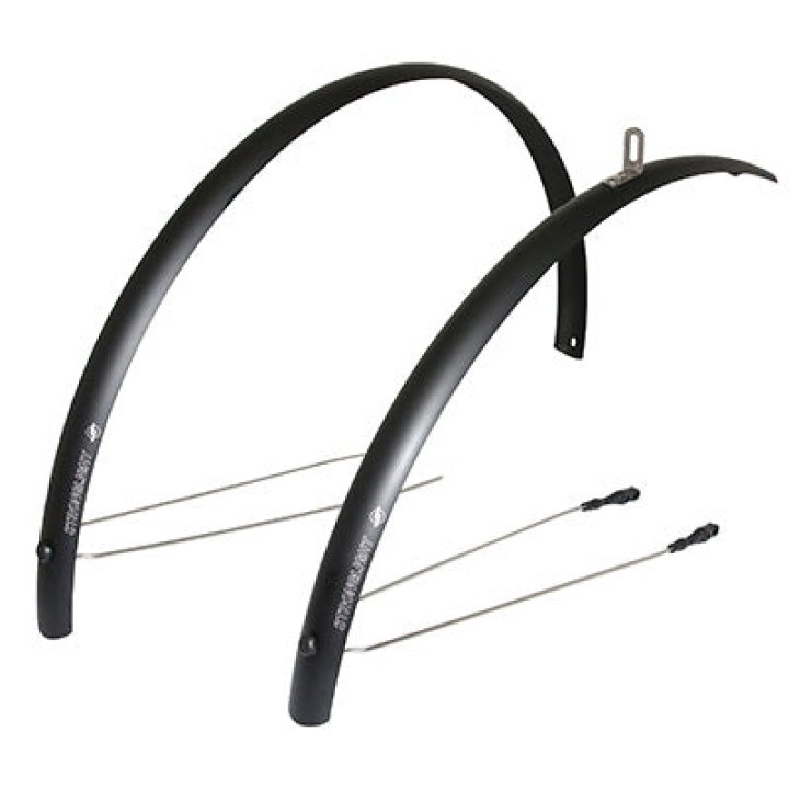 Garde Boue City-VTC Tringles 28'' Stronglight Alu R'Light 48 mm Noir Mat (Paire) Avec Fixation Classic Tringles INOX