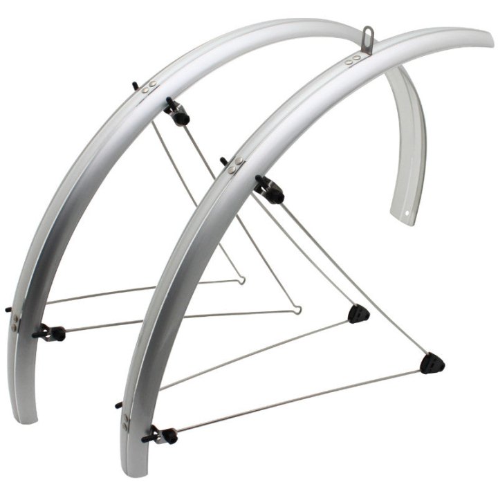 Garde Boue City-VTC Tringles 28'' Stronglight Road 48 mm Argent (Paire) Avec Fixation Classic Tringles INOX