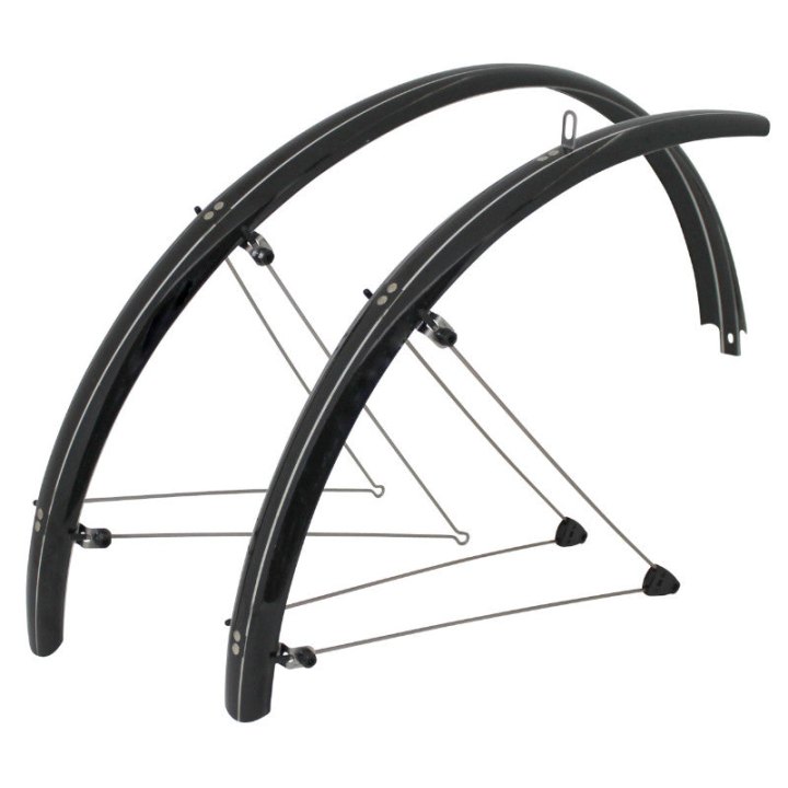 Garde Boue City-VTC Tringles 28'' Stronglight Tour 54 mm Noir (Paire) Avec Fixation Classic Tringles INOX