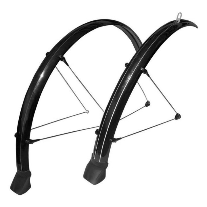 Garde Boue Route Tringles 700 Stronglight 48 mm Noir (Paire) Avec Fixation Mixclip Réglable Tringles INOX Et Bavettes