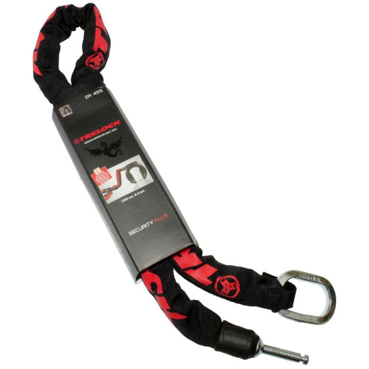Antivol Vélo Chaîne A Boucle Pour Fer A Cheval Plug Trelock Zr455 Noir Câble 1M Diam 8 mm (Profondeur Plug Fixation 50 mm Et Diam 9.6 mm)