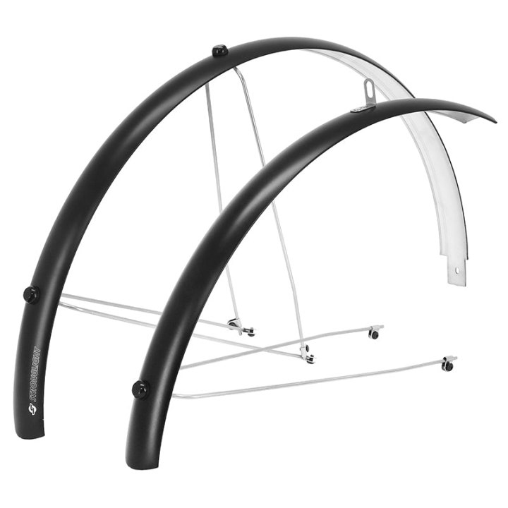 Garde Boue City-VTC Tringles 28'' Stronglight Alu R'Light 41 mm Noir Mat (Paire) Avec Fixation Classic Tringles INOX