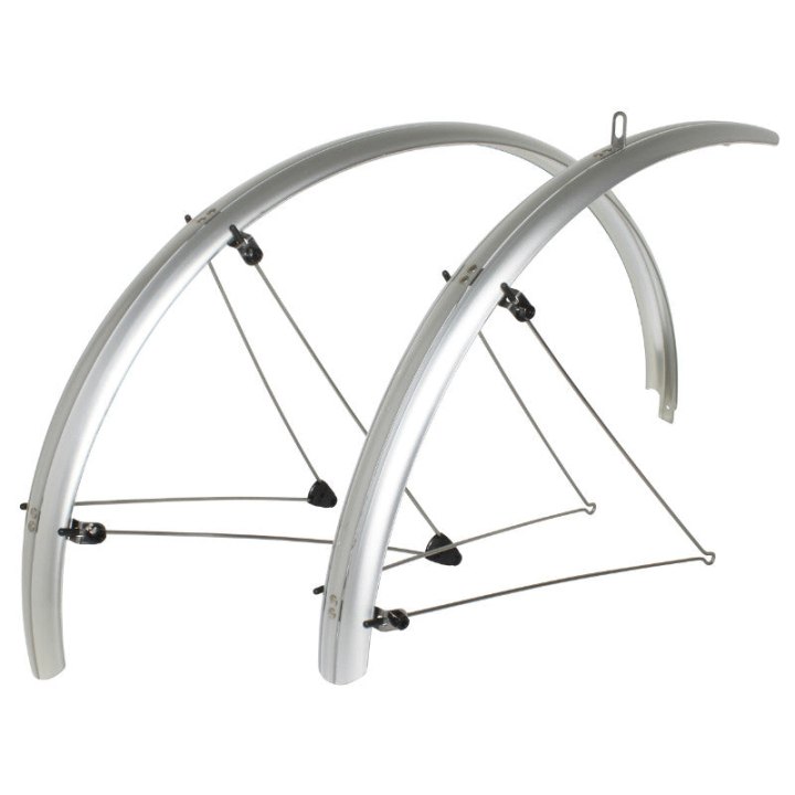 Garde Boue City-VTC Tringles 28'' Stronglight Tour 54 mm Argent (Paire) Avec Fixation Classic Tringles INOX