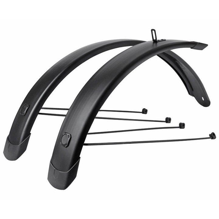 Garde Boue Tringles 20'' Eurofender Tempo Square 72 mm Noir Mat (Paire) Avec Fixation Doubles Tringles Amovibles Noires (Compatible Leader Fox Modele Harlan)