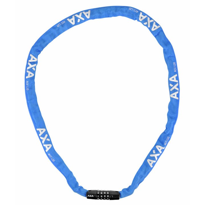 Antivol Vélo Chaîne A Combinaison - Code Axa Rigid Code Diam 3.5 mm L1.20M Bleu - Sécurité Niveau 3