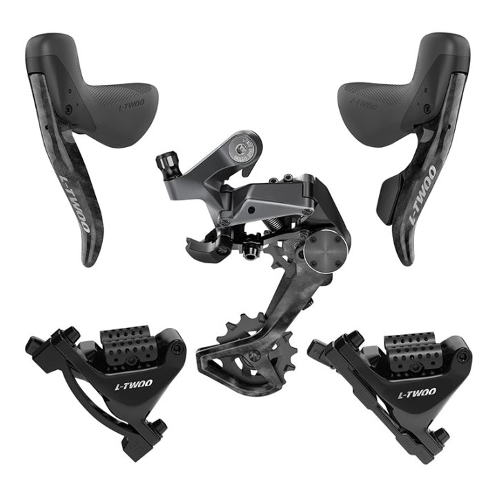 Groupe - Transmission Gravel Ltwoo 1X11V. Gr9 Series Disque Hydraulique Carbone Noir (Dérailleur Arrière - Leviers - Manettes Avec Étriers Avant Et Arrière) (Vendu En Boite) -Huile Minerale-
