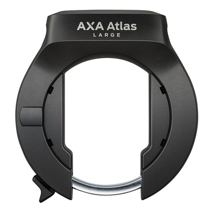 Antivol Vélo Fer A Cheval Axa Atlas Large Noir Avec Fixation (Fixation Sur Cadre Largeur De 83,5 mm À 95 mm) Ecart Pneu 58 mm (Clé Retractable) -Sécurité Niveau 14-15