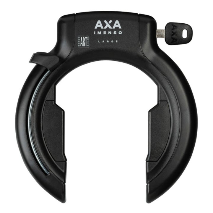 Antivol Vélo Fer A Cheval Axa Imenso Grande Ouverture 75 mm Noir (Sans Fixation) - Compatible Plug Ulc- Sécurité Niveau 12-15 (Clé Prisonniere)