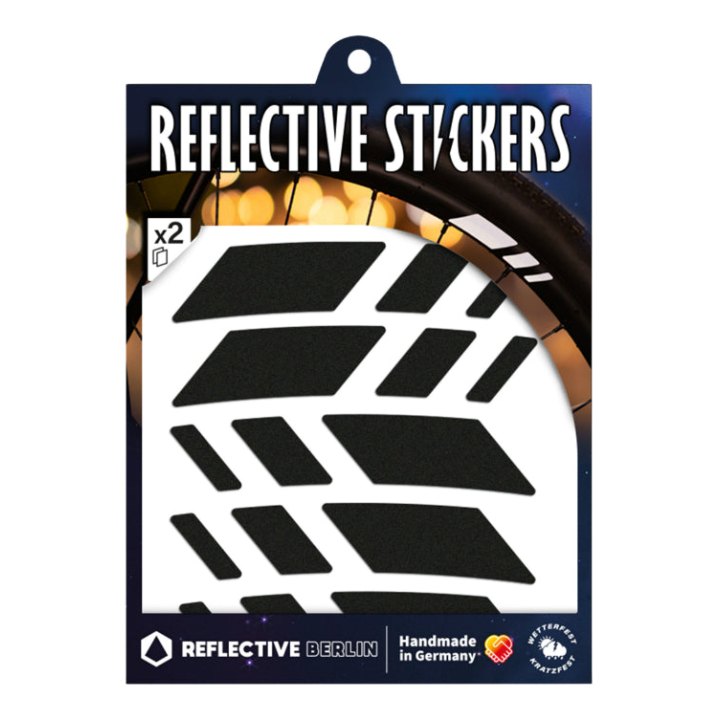 Autocollant-Sticker Reflechissant Pour Roue De Vélo Hauteur 20 mm Modele Racer Noir (Planche) -Reflective Berlin-