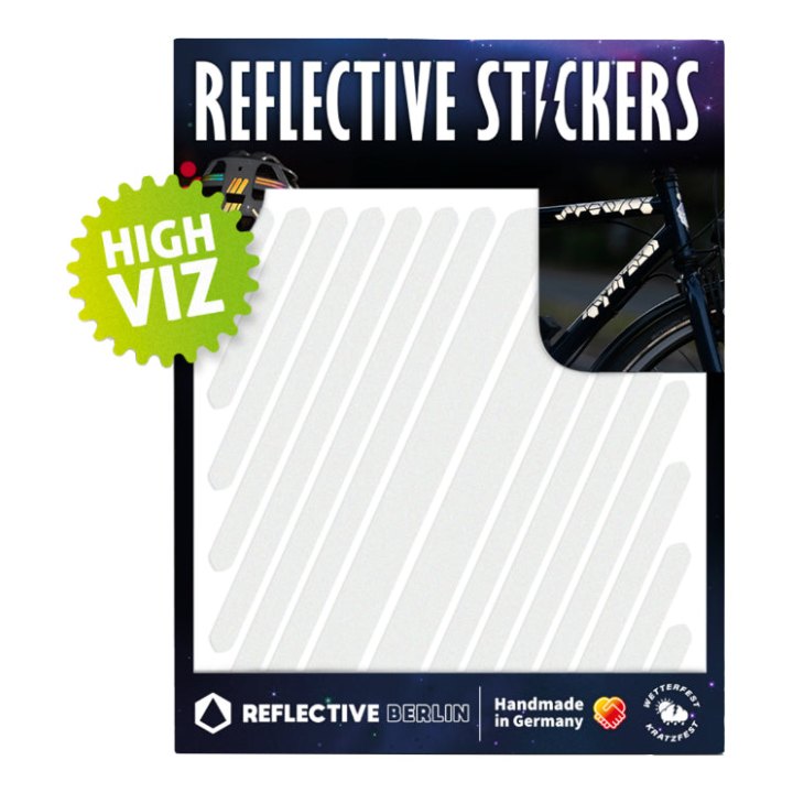 Autocollant-Sticker Reflechissant Pour Vélo, Casque Modele Bandes Universelles Blanc (Planche) -Reflective Berlin-