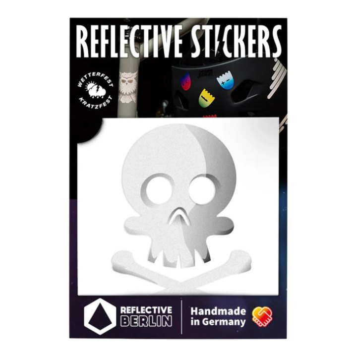 Autocollant-Sticker Reflechissant Tête De Mort Blanc -Reflective Berlin-