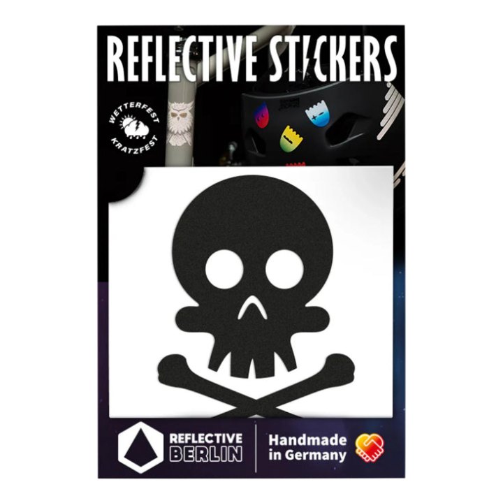 Autocollant-Sticker Reflechissant Tête De Mort Noir -Reflective Berlin-