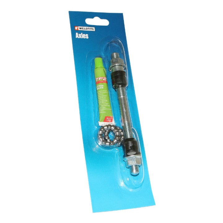 Axe De Roue - Moyeu VTT Avant Plein Chrome Weldtite D 10 X 145 mm Avec Graisse Et Cage A Billes