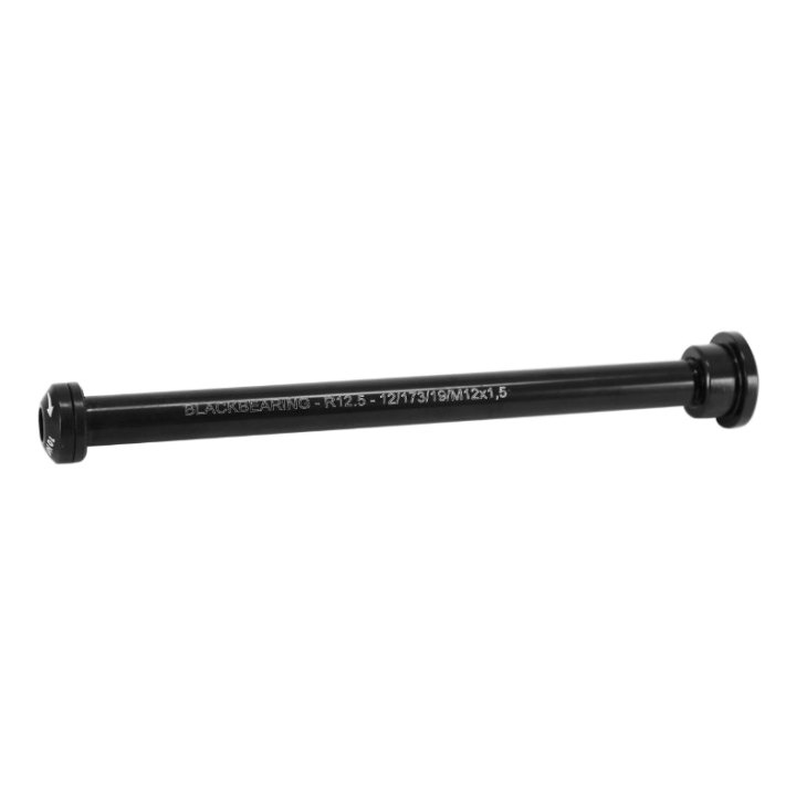 Axe Traversant - Blocage Roue Arrière Blackbearing Filetage M12 X 1.5 mm Noir (173 mm Hors Butee Dont Filetage 19 mm) Avec Écrou