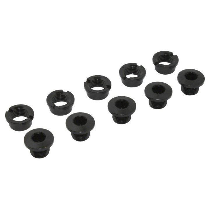 Intravis Pédalier Alu Newton Noir Mono Plateau M8X4 (Jeu De 5) - Vis Et Cheminee
