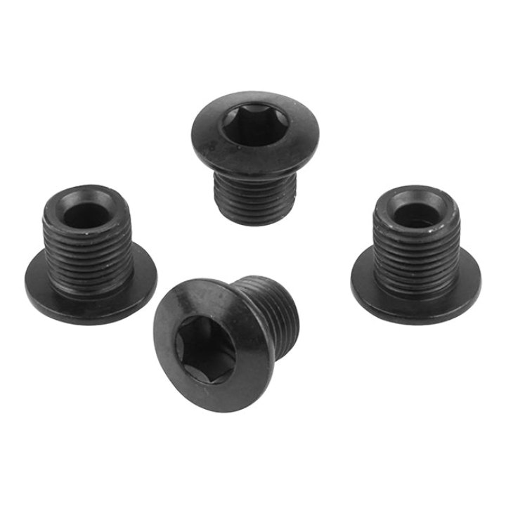 Intravis Pédalier Samox Acier Noir Compatible Mono Plateau 4 Branches (Jeu De 4) - Vis M8X0.75X7L