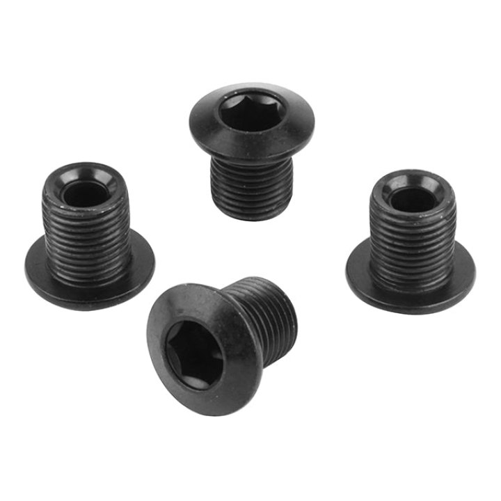 Intravis Pédalier Samox Acier Noir Compatible Mono Plateau 4 Branches (Jeu De 4) - Vis M8X0.75X8L