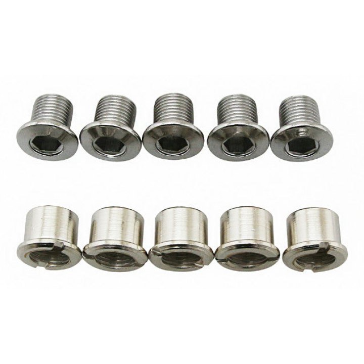 Intravis Pédalier Ta Acier Compatible Double Plateaux 5 Branches M8X6.5 (Jeu De 5) - Vis Et Cheminee