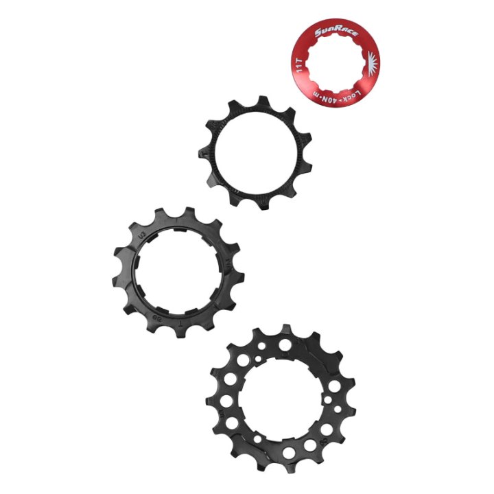 Kit 3 Pignons Sunrace Pour Cassette 10V. 11-13-15 Noir Avec Econtre Écrou Blocage