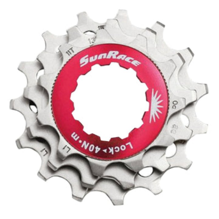 Kit 3 Pignons Sunrace Pour Cassette 12V. 11-13-15 Metallic Argent Avec Econtre Écrou Blocage