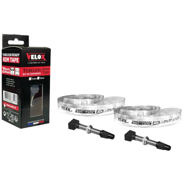 Kit Conversion Velox Tubeless Route 700 X 21 mm Avec 2 Valves 55 mm (Par 2 En Boite)