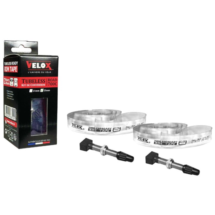 Kit Conversion Velox Tubeless Route-Gravel 700 X 25 mm Avec 2 Valves (Par 2 En Boite)