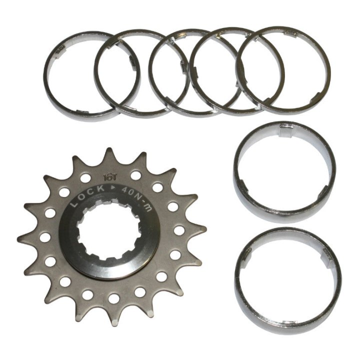Kit Adaptation Single Speed Pour Pignon 16 dents Sur Corps Cassette Type Shimano (Avec Entretoises)