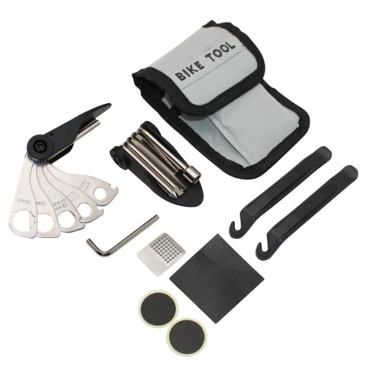 Kit Réparation Chambre A Air P2R Rustine Autocollantes Avec Outil Multifonction Démonte Pneu Et Sacoche Transport
