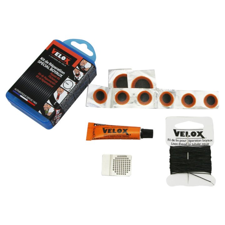 Kit Réparation Boyaux - Boite (6 Patchs 15 mm + 2 Patchs 25 mm + Colle 5G + Rape Acier) Avec Notice