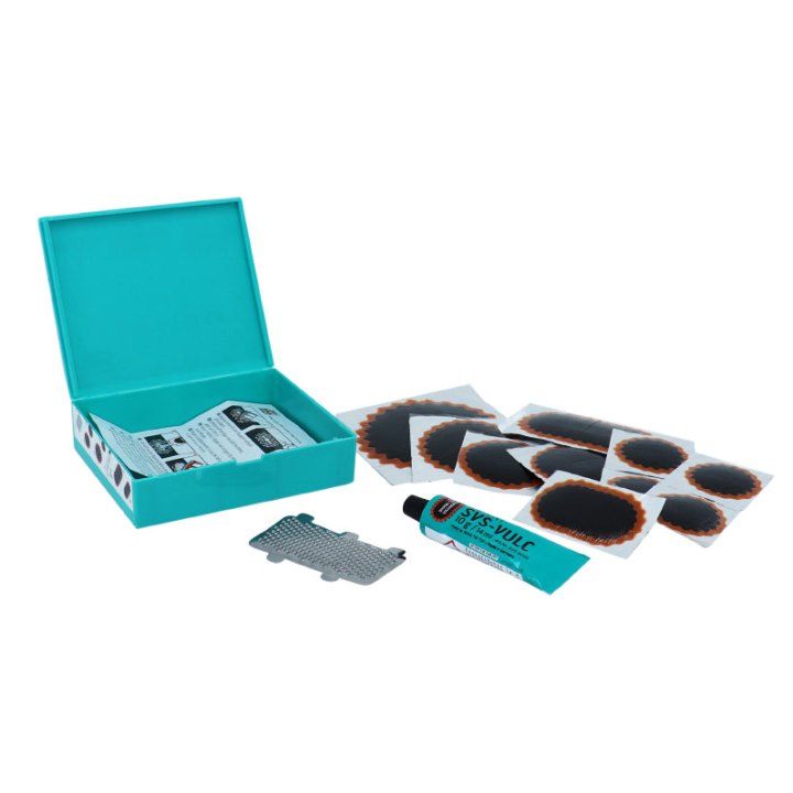 Kit Réparation Chambre A Air Tip Top Tt12 Voiture Boite (4 Pcs 37 mm + 2 Pcs 45 mm + 1 Pc 54 mm + 1 Pc 75 mm + 1Pc 74X37 mm + Colle 10G + Papier Ponce) Avec Notice (506 0519)