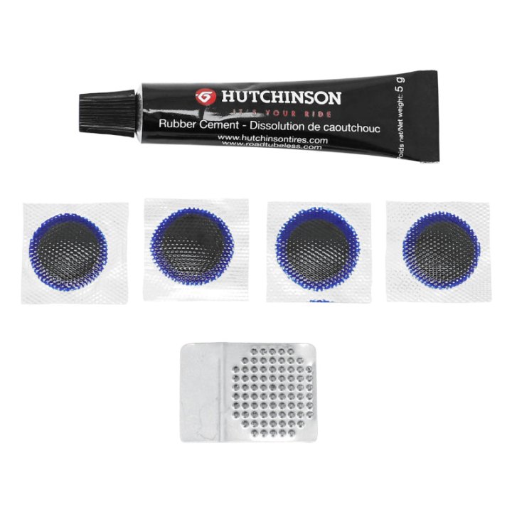 Kit Réparation Pneu Tubeless Route Hutchinson Par L'Intérieur Avec Rustines - Boite (Colle 3G + 4 Patchs 17 mm)