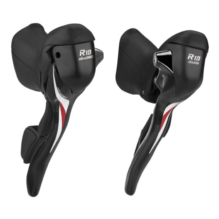 Levier-Manette Route Patin Microshift 10V. Double Alu Noir Compatible Shimano (Paire Sachet Pour Atelier) Sauf Tiagra 4700